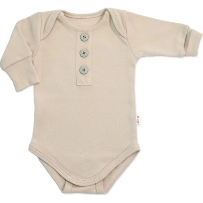 Baby Nellys Rostoucí body NATURE dlouhý rukáv s knoflíčky béžová