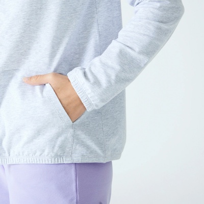 Domyos dámska mikina 100 na fitness so zips svetlosivá šedá