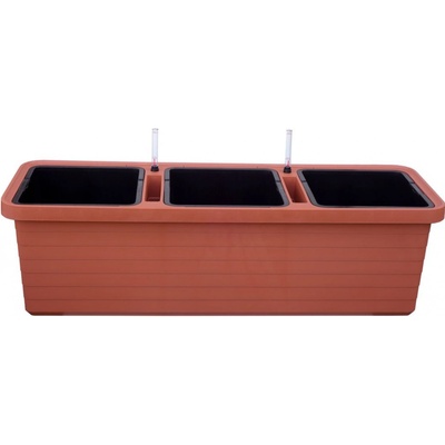 PLASTIA Berberis Samozavlažovací hrantík trio, plast, terakota, 117 x 39 cm