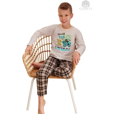 Chlapecké pyžamo Leo cross béžová