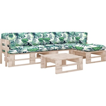 vidaXL Палетен комплект с възглавници, 4 части, импрегниран бор (3066828)