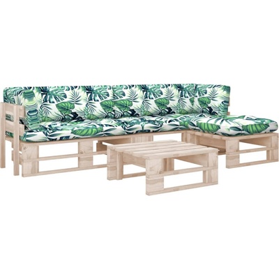 vidaXL Палетен комплект с възглавници, 4 части, импрегниран бор (3066828)