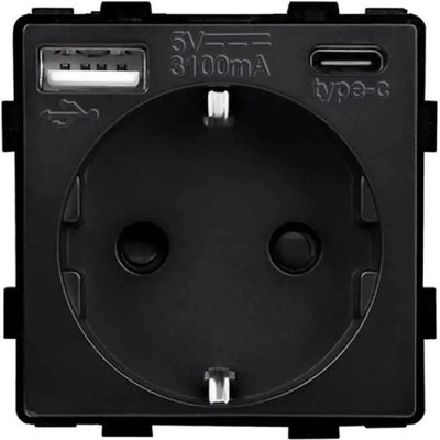 Luxon КОНТАКТ С usb-a+c И ДЕТСКА ЗАЩИТА МЕХАНИЗЪМ ЧЕРЕН luxon