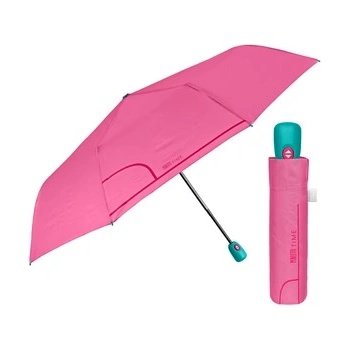 Дамски сгъваем автоматичен Open-Close чадър Perletti Time 26413, Розов