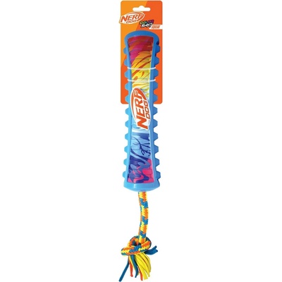 Nerf Dog pískacie tiahlo s farebným úchopom a textilným lanom 29 cm