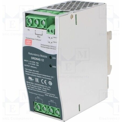MEAN WELL DRDN40-12 Redundantní modul; na lištu DIN; 12VDC; 40A; 9÷14VDC; -40÷80°C
