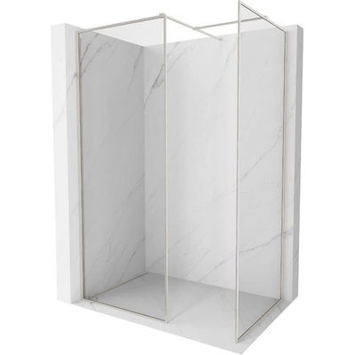 Mexen Kioto-XF стационарна душ стена Walk-in с рамка 140x100 cm, прозрачна 10 mm, четка никел - 800-140-202-04-97-100-XF (800-140-202-04-97-100-XF)