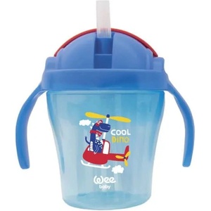 Wee Baby Чаша със сламка Wee Baby - 200 ml, 6 м+, синя (221)