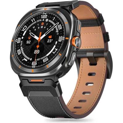 Tech-Protect Кожена Каишка за Samsung Watch Ulltra 47 mm, Tech-Protect Delta Pro Leather Band, Черен (5906302376377)