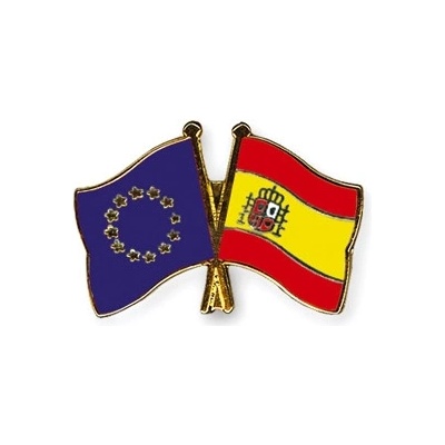 Odznak (pins) 22mm vlajka EÚ + Španielsko - farebný