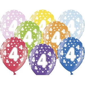 PartyDeco Балон за рожден ден с число 4