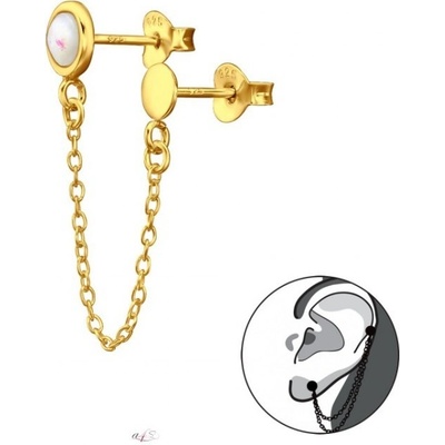 Prošperk stříbrné řetízkové náušnice s Opálem S4453