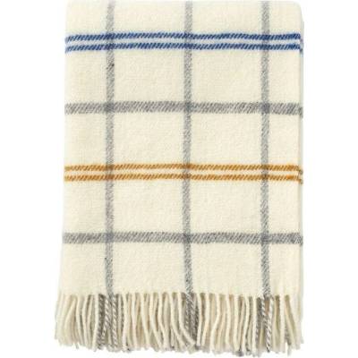 Klippan Švédsko Vlněný pléd Tartan white yellow Bílá 130x200