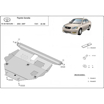 Scut Motor - Румъния Метална кора под двигател toyota corolla от 2004 до 2007 e12 (73514)