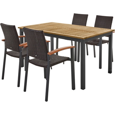 Livarno Home Sada hliníkového zahradního nábytku Valencia, 5dílná, hnědá