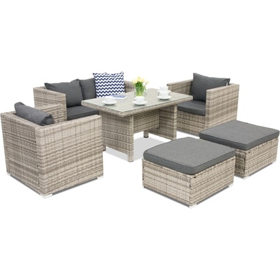 Garden Point Градински мебели от техноратан X Roma Apetito 4 + 2 пуфа Garden Point сив (GAP247-4PU)