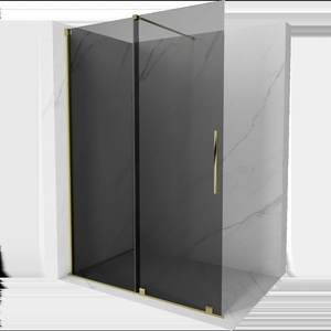 Mexen Velar плъзгаща душ-преграда Walk-in 130 x 200 см, графит 8 мм, златен - 871-130-000-43-50 (871-130-000-43-50)