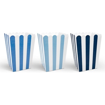 Party Deco Кутии за Пуканки в Синьо - (1 пакет / 6 бр. )