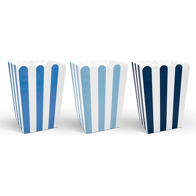 Party Deco Кутии за Пуканки в Синьо - (1 пакет / 6 бр. )