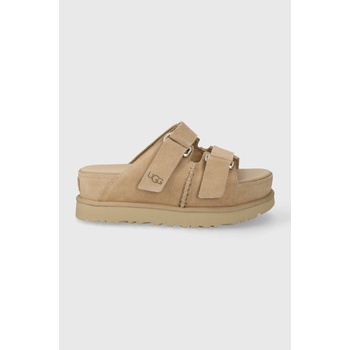 Ugg Велурени чехли UGG Goldenstar Hi Slide в бежово с платформа 1155458 (1155458.SAN)