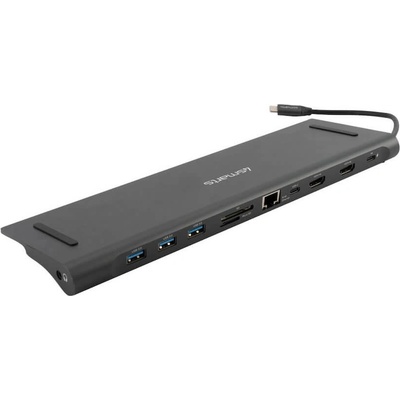 Мултифункционален хъб с DeX, Ethernet, HDMI, 3.5 mm jack, USB-C, USB 3.0 и четец за карти за Macbook и USB-C устройства - 4smarts 11-in-1 Multiscreen USB-C Hub with DeX (черен) (540300)