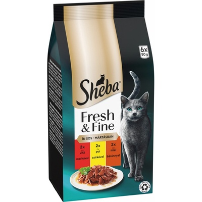 Sheba Fresh & Fine in Gravy s Hovězím Kuřecím a Jehněčím 6 x 50 g