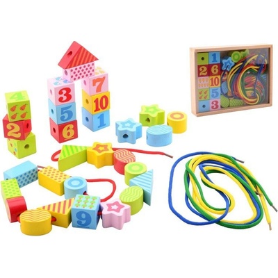 Jouéco dřevěné navlékací tvary 34ks – Hledejceny.cz