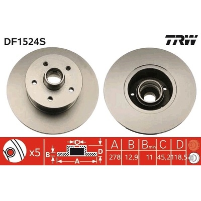 Brzdový kotúč TRW DF1524S