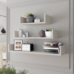 Mirjan24 Комплект от 3 стенни рафта TRIO 40/60/80x11x18 см кашмир (MJ0151)