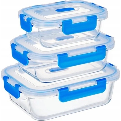 POLIFACH Skleněný obědový box modré víko 1050 ml
