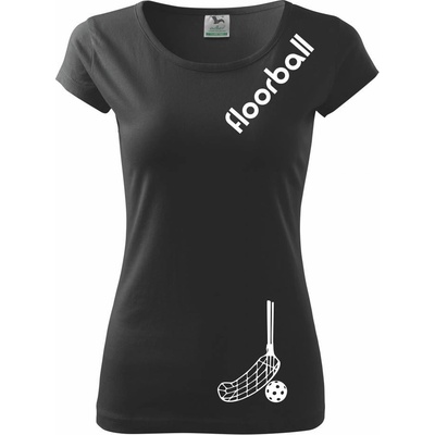 Floorball nápis šikmo Pure tričko Čierna