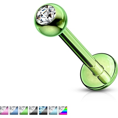 Šperky eshop labret z chirurgické oceli kulička se zirkonem povrch anodizovaný titanem C22.3 fialová A