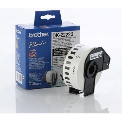 Brother DK-22223 White Continuous Length Paper Tape 50mm x 30.48m, Black on White