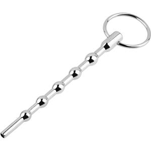 SuperLove Stainless Steel Beaded Penis Plug with Ring