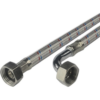 Klum, Pripojovacia hadica 8x12, FxF, 1/2"x 1/2" s kolienkom, 40 cm, nerez opletenie CR393C