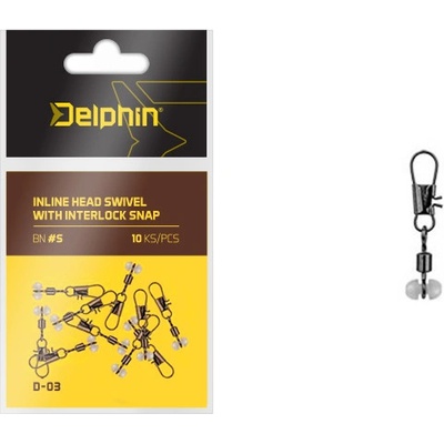 Delphin Karabinka s obratlíkem Inline Head Swivel with Interlock 10ks