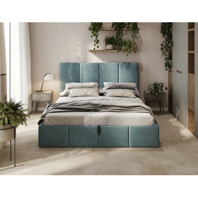 ComfortMatrace Valencia so zdvíhacím roštom a úložným priestorom výška čela 88 cm morská zelená
