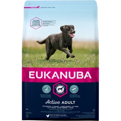 EUKANUBA Euknanuba Adult Medium Dog - Пълноценна суха храна за израснали кучета над 12 месеца от средни породи, с пилешко и пуешко месо, 3 кг