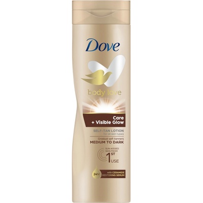 Dove Nourishing Body Care Visible Glow samoopalovací hydratační mléko Fair-Medium 250 ml – Zboží Dáma