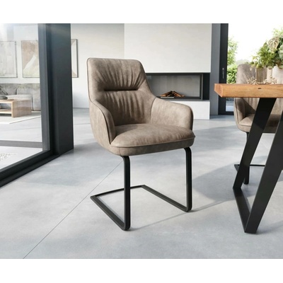 Delife Zelia-Flex s područkami mikrovlákno taupe vintage plochá černá taštičkové pružiny