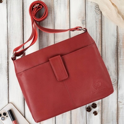 Paolo Peruzzi kabelka kabelka cez rameno prírodná koža červená