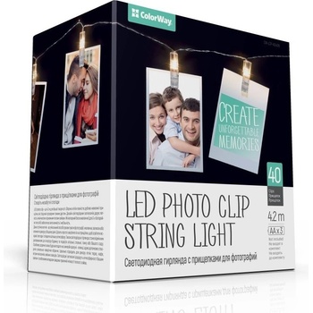 COLORWAY LED fotokolíčky 40 LED délka 4,2 m teplá bílá/ napájení 3x AA