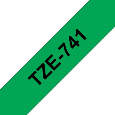 Brother TZ-741, zelená / černá 1 ks (18mm, laminovaná) TZe741