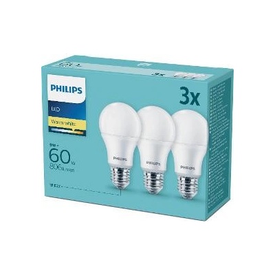 Philips LED 60W A60 E27 230V WW FR 3ks promopack