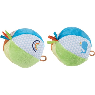 Goki Мека топка с дрънкалка Goki - Кит/дъга, асортимент (65301)