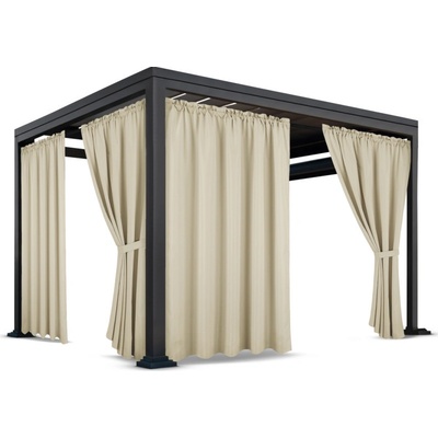 Záves so zavesením na tunel nepremokavý na terasu/altánok v béžovej farbe so stuhou na uviazanie Šírka 155 cm | Dĺžka 200 cm béžová