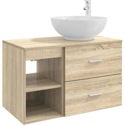 vidaXL Комплект мебели за баня 2 pcs Дъб сонома Инженерна дървесина (3403914)