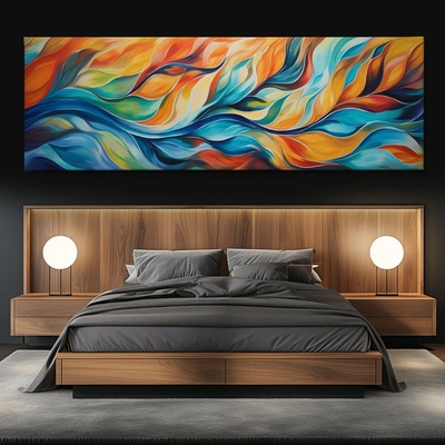 Obraz na plátně - Otevřený proud, Abstrakce FeelHappy.cz Velikost obrazu (šířka x výška): 120 x 40 cm
