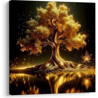 Obraz zlatý strom života u jezera - 50x50