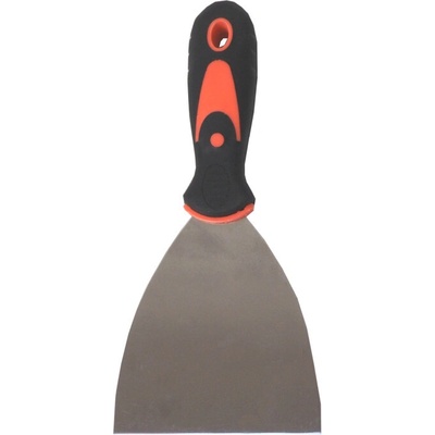 TOPTRADE špachtľa nerezová, s gumenou, ergonomickou rukoväťou, 100 mm, profi